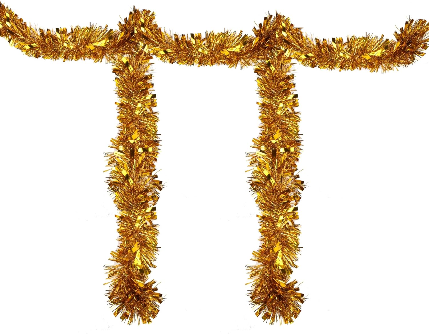 33FT Christmas Tinsel Garland,Gold Shiny Metallic Foil Decorations for Parade Floats, Halloween, Christmas Tree, New Year Parties,Birthday Party,Indoor and Outdoor Disco Party Supplies
